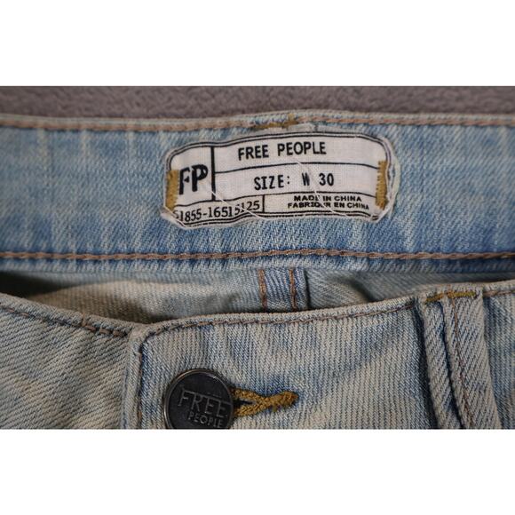 Free People Jeans Womens 30 Light Wash Palm Indig Distressed Denim Straight Leg - Picture 6 of 11